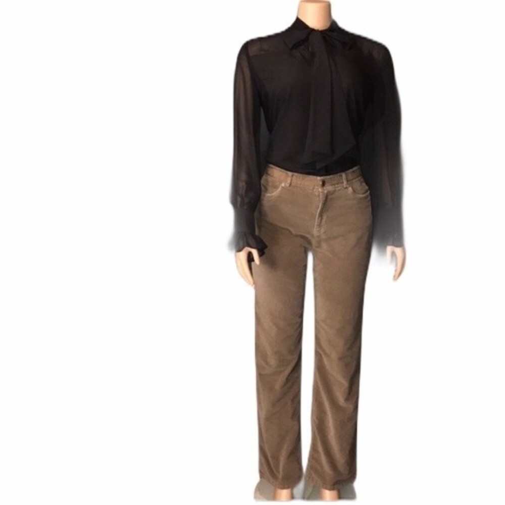 Vintage Liz Claiborne Pants Tan Velvet Velour straight leg Crazy Horse size 12